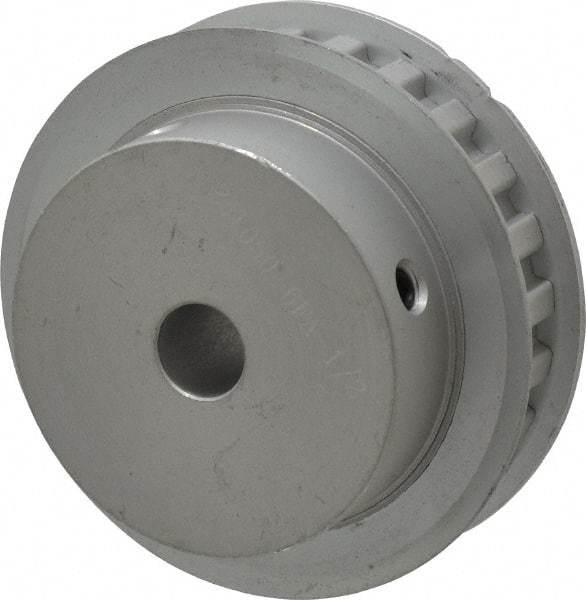 Power Drive - 24 Tooth, 1/2" Inside x 2.835" Outside Diam, Hub & Flange Timing Belt Pulley - 1/2" Belt Width, 2.865" Pitch Diam, 3/4" Face Width, Aluminum - Exact Tool & Supply