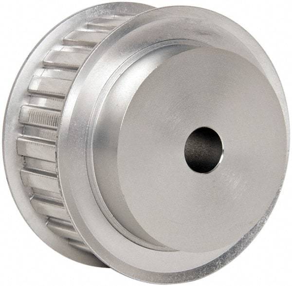 Power Drive - 24 Tooth, 1/2" Inside x 2.835" Outside Diam, Hub & Flange Timing Belt Pulley - 1" Belt Width, 2.865" Pitch Diam, 1-1/4" Face Width, Aluminum - Exact Tool & Supply