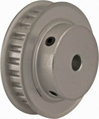Power Drive - 26 Tooth, 1/4" Inside x 1.635" Outside Diam, Hub & Flange Timing Belt Pulley - 1/4" Belt Width, 1.665" Pitch Diam, 0.438" Face Width, Aluminum - Exact Tool & Supply