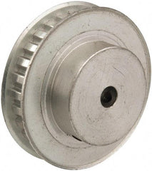 Power Drive - 28 Tooth, 1/4" Inside x 1.763" Outside Diam, Hub & Flange Timing Belt Pulley - 1/4" Belt Width, 1.783" Pitch Diam, 0.438" Face Width, Aluminum - Exact Tool & Supply