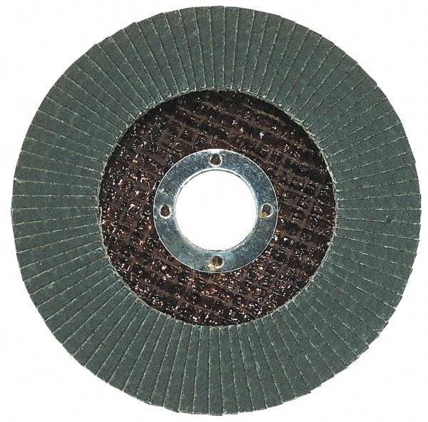 Garryson - 36 Grit, 4-1/2" Disc Diam, 7/8" Center Hole, Type 29 Zirconia Alumina Flap Disc - 13,300 Max RPM, Fiberglass Backing, Arbor Attaching System, Coated - Exact Tool & Supply