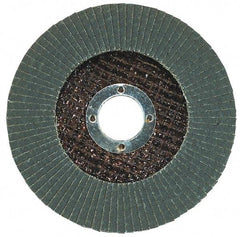Garryson - 36 Grit, 4-1/2" Disc Diam, 7/8" Center Hole, Type 29 Zirconia Alumina Flap Disc - 13,300 Max RPM, Fiberglass Backing, Arbor Attaching System, Coated - Exact Tool & Supply