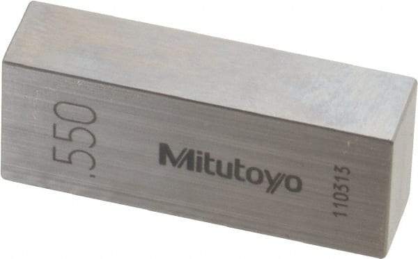Mitutoyo - 0.55" Rectangular Steel Gage Block - Accuracy Grade 0, Includes Certificate of Inspection - Exact Tool & Supply