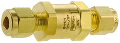 Parker - 1/8" Brass Check Valve - Inline, Comp x Comp, 3,000 WOG - Exact Tool & Supply