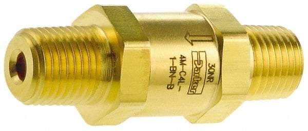 Parker - 3/4" Brass Check Valve - Inline, MNPT x MNPT, 3,000 WOG - Exact Tool & Supply