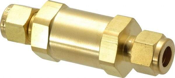 Parker - 3/8" Brass Check Valve - Inline, Comp x Comp, 3,000 WOG - Exact Tool & Supply