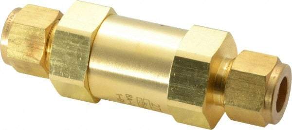 Parker - 1/2" Brass Check Valve - Inline, Comp x Comp, 3,000 WOG - Exact Tool & Supply