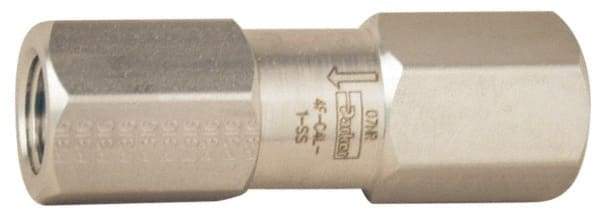 Parker - 3/4" Stainless Steel Check Valve - Inline, FNPT x FNPT, 6,000 WOG - Exact Tool & Supply