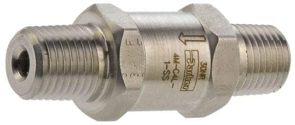 Parker - 3/4" Stainless Steel Check Valve - Inline, MNPT x MNPT, 6,000 WOG - Exact Tool & Supply