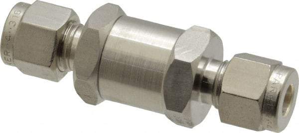 Parker - 1/4" Stainless Steel Check Valve - Inline, Comp x Comp, 6,000 WOG - Exact Tool & Supply