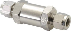 Parker - 3/8" Stainless Steel Check Valve - Inline, Comp x Comp, 6,000 WOG - Exact Tool & Supply