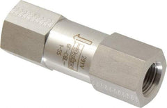 Parker - 3/8" Stainless Steel Check Valve - Inline, FNPT x FNPT, 6,000 WOG - Exact Tool & Supply