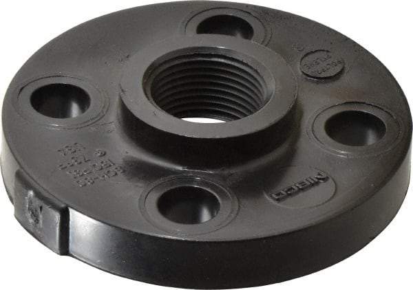 NIBCO - 1" Pipe, 4-1/2" OD, Polypropylene Threaded Pipe Flange - Schedule 80, Black - Exact Tool & Supply