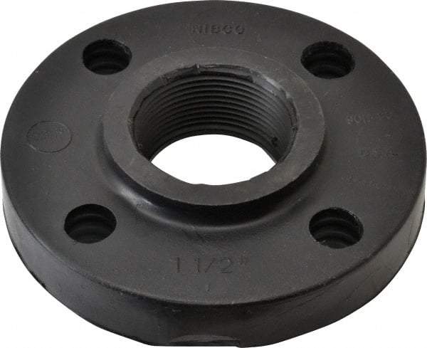 NIBCO - 1-1/2" Pipe, 5" OD, Polypropylene Threaded Pipe Flange - Schedule 80, Black - Exact Tool & Supply