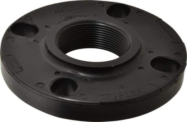 NIBCO - 2" Pipe, 6" OD, Polypropylene Threaded Pipe Flange - Schedule 80, Black - Exact Tool & Supply