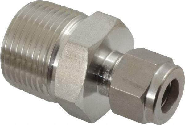 Ham-Let - 3/8" OD, Grade 316Stainless Steel Male Connector - Comp x MNPT Ends - Exact Tool & Supply