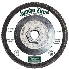 Garryson - 36 Grit, 7" Disc Diam, 5/8-11 Center Hole, Type 29 Zirconia Alumina Flap Disc - 8,600 Max RPM, Fiberglass Backing, Arbor Attaching System, Coated - Exact Tool & Supply