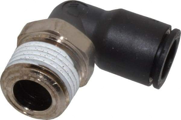 Legris - 12mm Outside Diam, 1/2 NPT, Nylon Push-to-Connect Tube Male Elbow - 290 Max psi, Tube to Male NPT Connection, Buna Nitrile O-Ring - Exact Tool & Supply