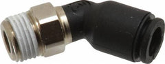 Legris - 6mm OD, 1/8 BSPT, Nylon/Nickel Plated Brass Push-to-Connect Male Elbow 45° - 290 Max psi - Exact Tool & Supply