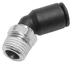 Legris - 10mm OD, 1/4 BSPT, Nylon/Nickel Plated Brass Push-to-Connect Male Elbow 45° - 290 Max psi - Exact Tool & Supply