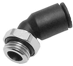 Legris - 8mm OD, 3/8 BSPP, Nylon/Nickel Plated Brass Push-to-Connect Male Elbow 45° - 290 Max psi - Exact Tool & Supply