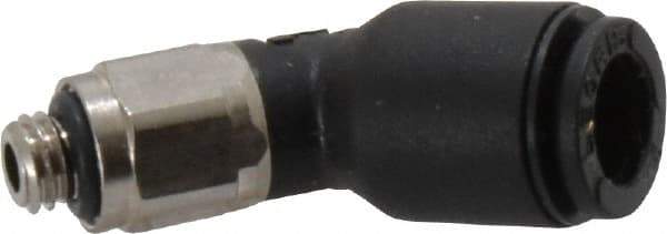 Legris - 6mm OD, M5x0.8 BSPP, Nylon/Nickel Plated Brass Push-to-Connect Male Elbow 45° - 290 Max psi - Exact Tool & Supply