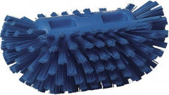 Vikan - 1-1/2" Bristle Length, Polyester Utility Scrub Brush - 5-1/2" Wide Head, 8" OAL, European Threaded Handle, Blue, Polypropylene Block - Exact Tool & Supply
