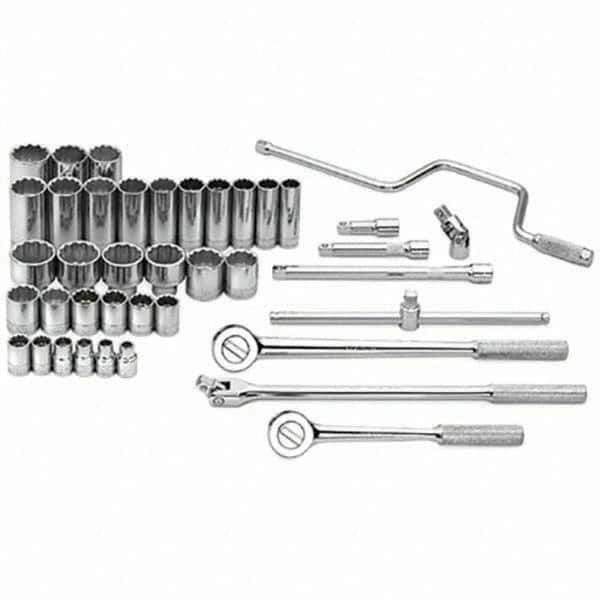 SK - 1/2" Drive Standard Deep Socket Set - 3/8 to 1-1/2", Inch Measurement Standard - Exact Tool & Supply