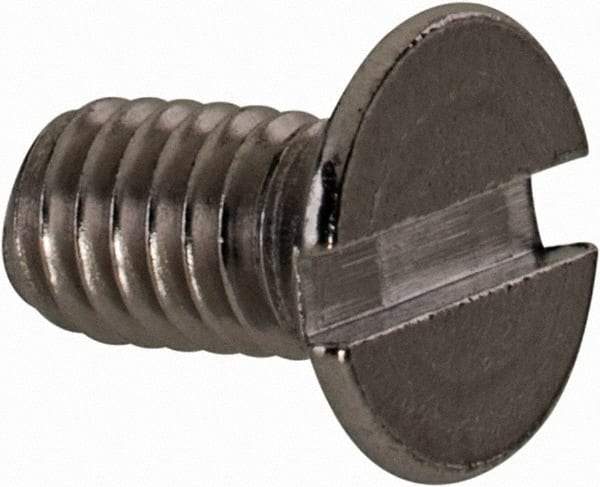 Value Collection - M4x0.70 Metric Coarse, 8mm OAL Slotted Drive Machine Screw - Flat Head, Grade 18-8 & A2 Stainless Steel, Uncoated, Without Washer - Exact Tool & Supply