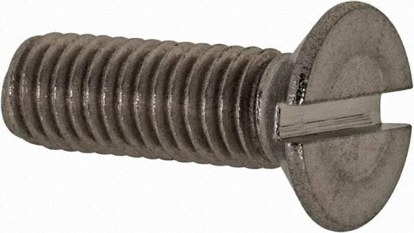 Value Collection - M5x0.80 Metric Coarse, 16mm OAL Slotted Drive Machine Screw - Flat Head, Grade 18-8 & A2 Stainless Steel, Uncoated, Without Washer - Exact Tool & Supply