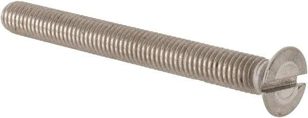 Value Collection - M5x0.80 Metric Coarse, 50mm OAL Slotted Drive Machine Screw - Flat Head, Grade 18-8 & A2 Stainless Steel, Uncoated, Without Washer - Exact Tool & Supply