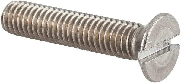 Value Collection - M6x1.00 Metric Coarse, 30mm OAL Slotted Drive Machine Screw - Flat Head, Grade 18-8 & A2 Stainless Steel, Uncoated, Without Washer - Exact Tool & Supply