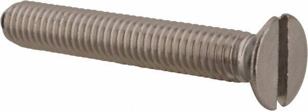 Value Collection - M6x1.00 Metric Coarse, 40mm OAL Slotted Drive Machine Screw - Flat Head, Grade 18-8 & A2 Stainless Steel, Uncoated, Without Washer - Exact Tool & Supply