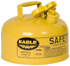 Eagle - 2 Gal Galvanized Steel Type I Safety Can - 9-1/2" High x 11-1/4" Diam, Yellow - Exact Tool & Supply
