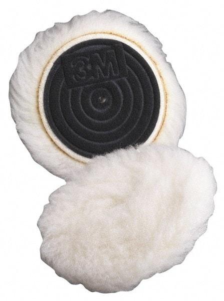 3M - 5-1/4" Diam Wool Bonnet Pad - 15/16" Pile, Hook & Loop Attachment - Exact Tool & Supply