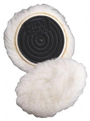 3M - 5-1/4" Diam Wool Bonnet Pad - 15/16" Pile, Hook & Loop Attachment - Exact Tool & Supply