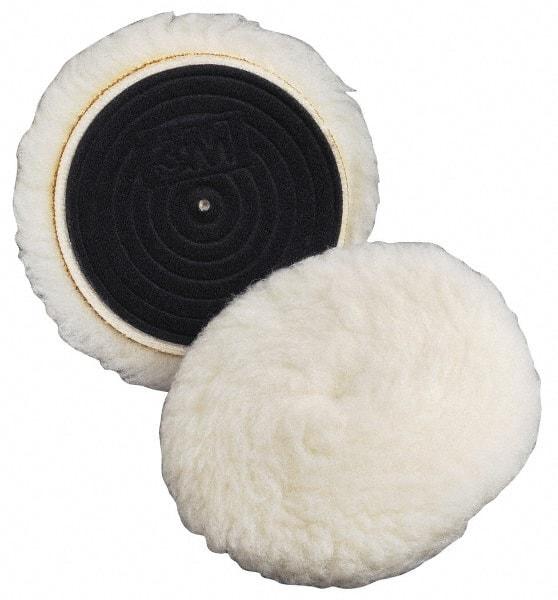 3M - 5-1/4" Diam Wool Bonnet Pad - 15/16" Pile, Hook & Loop Attachment - Exact Tool & Supply