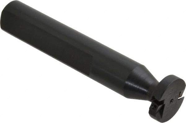 Cutting Tool Technologies - Shank Connection, 1/4" Cutting Width, 1/4" Depth of Cut, 1" Cutter Diam, 1 Tooth Indexable Slotting Cutter - 3/4" Shank Diam, DSSC Toolholder, 1215 Insert, Neutral Cutting Direction - Exact Tool & Supply