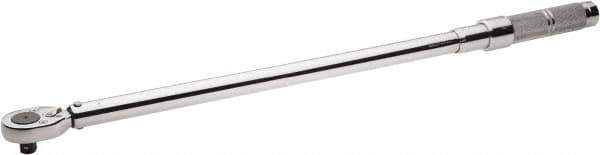 Proto - 1/2" Drive Micrometer Type Ratchet Head Torque Wrench - 75 N/m to 345 N/m Torque, 27-1/8" OAL, 1.36 N/m Graduation, Ratchet Head - Exact Tool & Supply