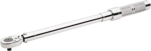 Proto - 3/8" Drive Micrometer Type Ratchet Head Torque Wrench - 34 N/m to 142 N/m Torque, 17" OAL, 0.68 N/m Graduation, Ratchet Head - Exact Tool & Supply