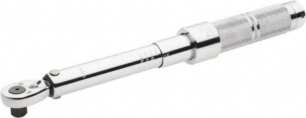 Proto - 3/8" Drive Micrometer Type Ratchet Head Torque Wrench - 40 In/Lb to 200 In/Lb Torque, 11-7/8" OAL, 0.11 N/m Graduation, Ratchet Head - Exact Tool & Supply