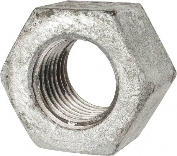 Value Collection - 1-1/4 - 7 UNC Steel Right Hand Heavy Hex Nut - 2" Across Flats, 1-7/32" High, Galvanized Finish - Exact Tool & Supply