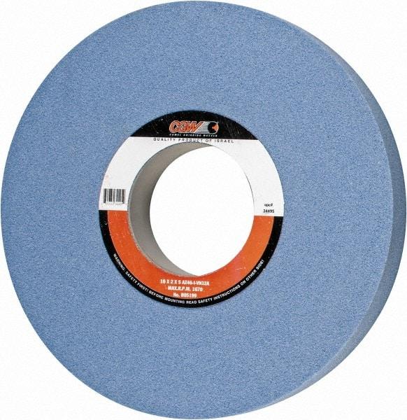 Camel Grinding Wheels - 16" Diam x 5" Hole x 2" Thick, I Hardness, 46 Grit Surface Grinding Wheel - Aluminum Oxide, Type 1, Coarse Grade, 1,671 Max RPM, Vitrified Bond, No Recess - Exact Tool & Supply
