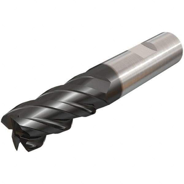 Iscar - 8mm, 20mm LOC, 8mm Shank Diam, 63mm OAL, 4 Flute, Solid Carbide Square End Mill - Single End, TiAlN Finish, Spiral Flute, 45° Helix, Centercutting, Right Hand Cut, Right Hand Flute - Exact Tool & Supply