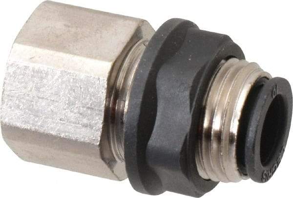 Legris - 10mm Outside Diam, 3/8 BSPP, Brass Push-to-Connect Tube Female Bulkhead - 290 Max psi - Exact Tool & Supply