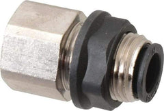 Legris - 10mm Outside Diam, 3/8 BSPP, Brass Push-to-Connect Tube Female Bulkhead - 290 Max psi - Exact Tool & Supply