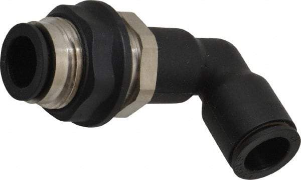 Legris - 12mm OD, Tube to Tube, Nylon/Nickel Plated Brass Push-to-Connect Bulkhead Union Elbow - 290 Max psi - Exact Tool & Supply