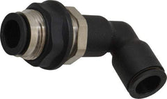 Legris - 12mm OD, Tube to Tube, Nylon/Nickel Plated Brass Push-to-Connect Bulkhead Union Elbow - 290 Max psi - Exact Tool & Supply