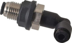 Legris - 1/8" OD, Tube to Tube, Nylon/Nickel Plated Brass Push-to-Connect Bulkhead Union Elbow - 290 Max psi - Exact Tool & Supply