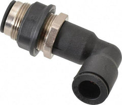 Legris - 1/2" OD, Tube to Tube, Nylon/Nickel Plated Brass Push-to-Connect Bulkhead Union Elbow - 290 Max psi - Exact Tool & Supply